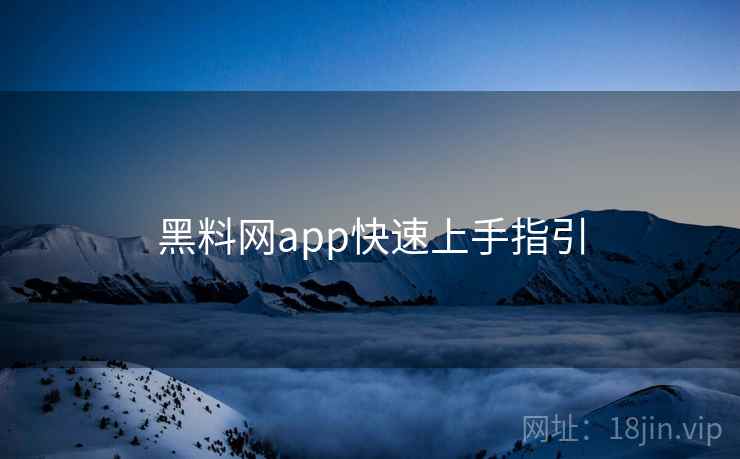 黑料网app快速上手指引